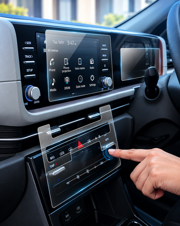 AutoRise Infotainment, Cluster & AC Panel Screen Protector | Scratch-Resistant, Anti-Glare, HD Clear Tempered Glass Guard | Touch-Sensitive, Bubble-Free, Easy Install Dashboard Display Protector for Cars